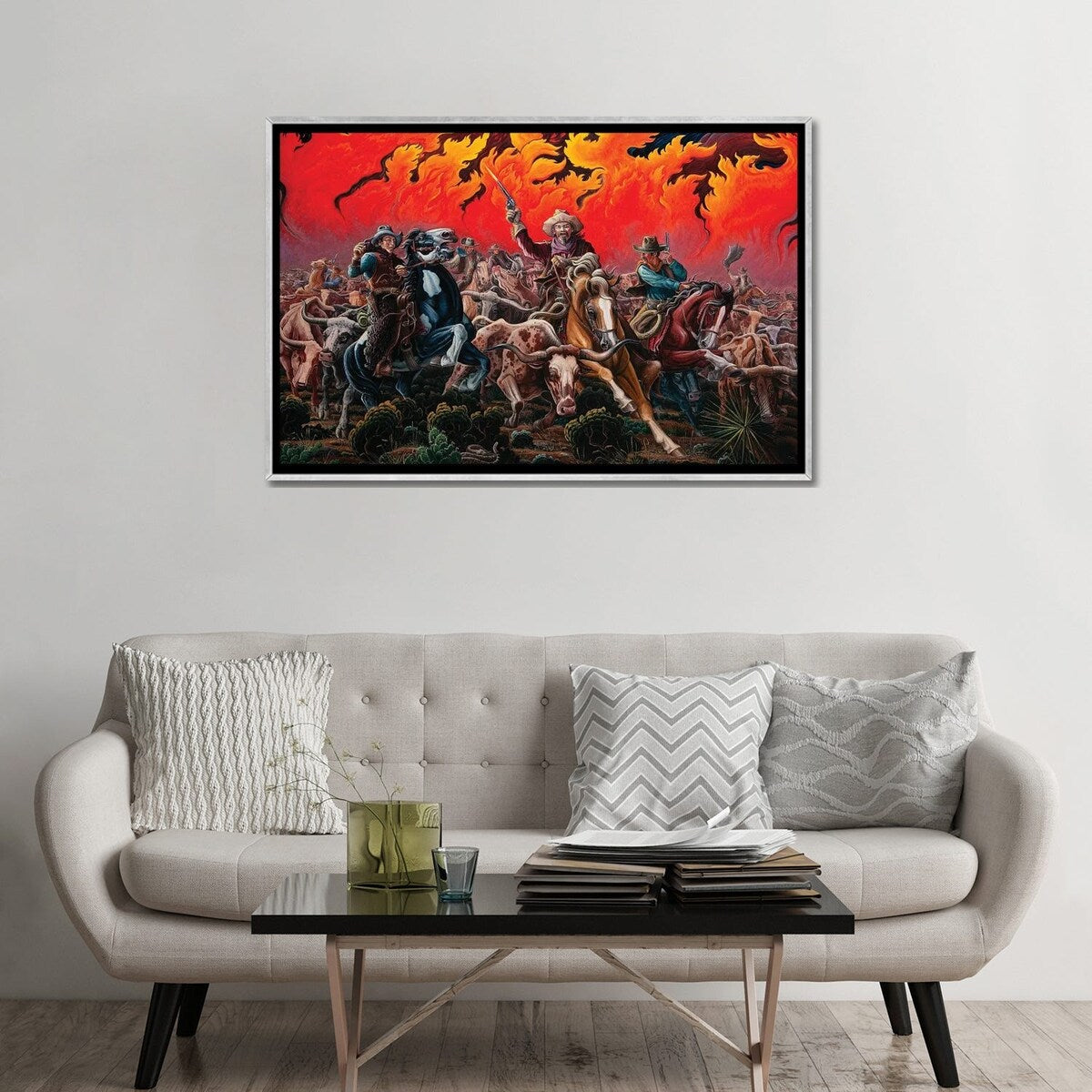 iCanvas "Fleeing Hell's Fury - Range Fire" by Kim Douglas Wiggins Framed