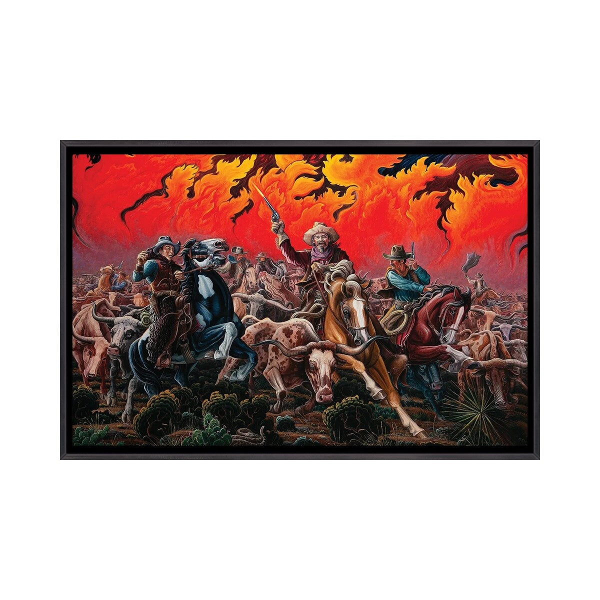 iCanvas "Fleeing Hell's Fury - Range Fire" by Kim Douglas Wiggins Framed