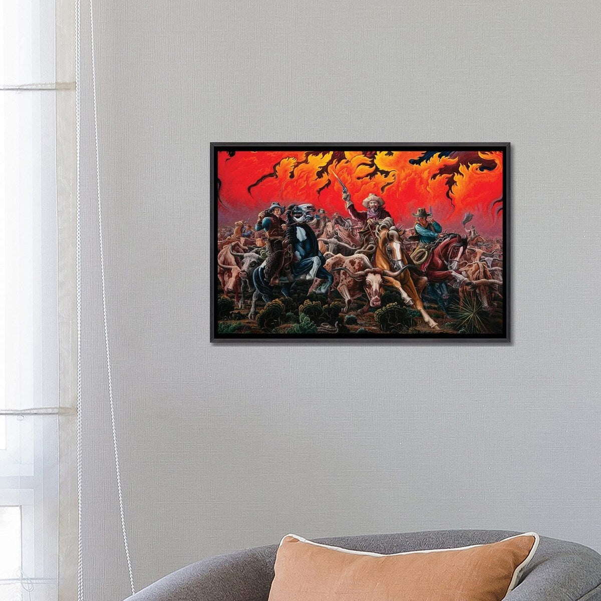 iCanvas "Fleeing Hell's Fury - Range Fire" by Kim Douglas Wiggins Framed