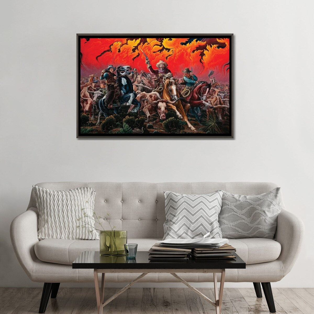 iCanvas "Fleeing Hell's Fury - Range Fire" by Kim Douglas Wiggins Framed
