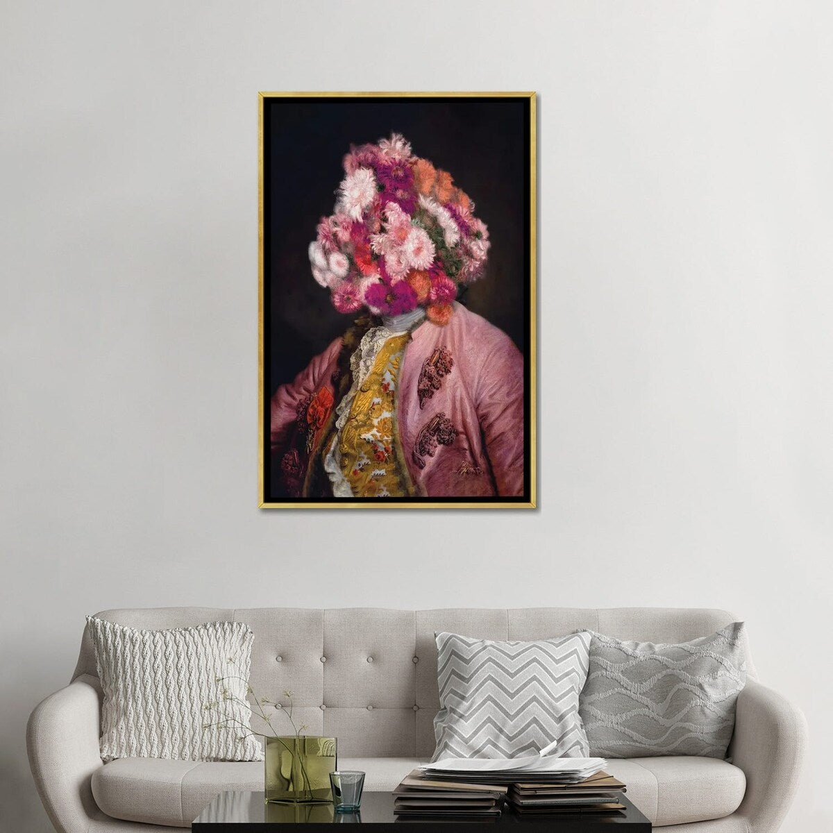 iCanvas "Flower-Headed Noble Portrait" by Bona Fidesa Framed Canvas Print