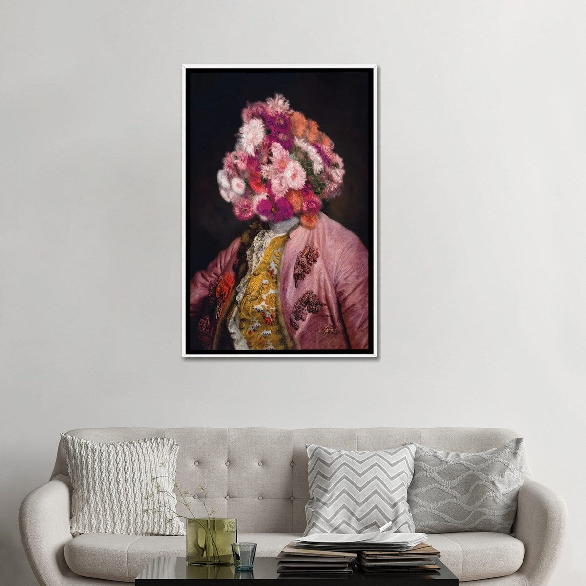iCanvas "Flower-Headed Noble Portrait" by Bona Fidesa Framed Canvas Print