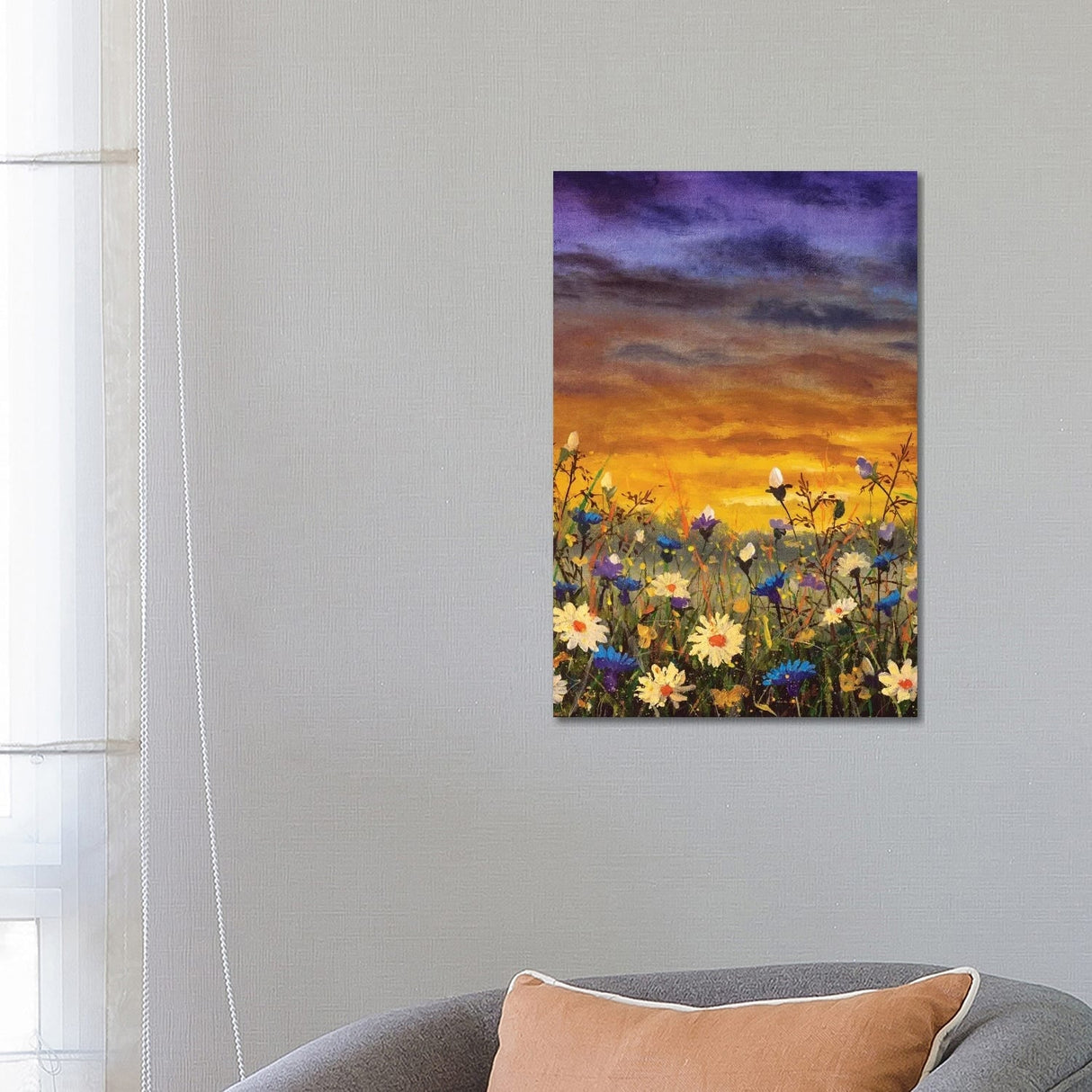 iCanvas "Flowers Field White Daisies Flowers Blue Cornflowers Oil Painting" by Valery Rybakow Canvas Print