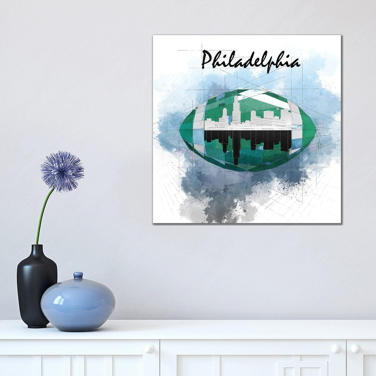 iCanvas "Football Philadelphia Skyline" by Katia Skye Canvas Print