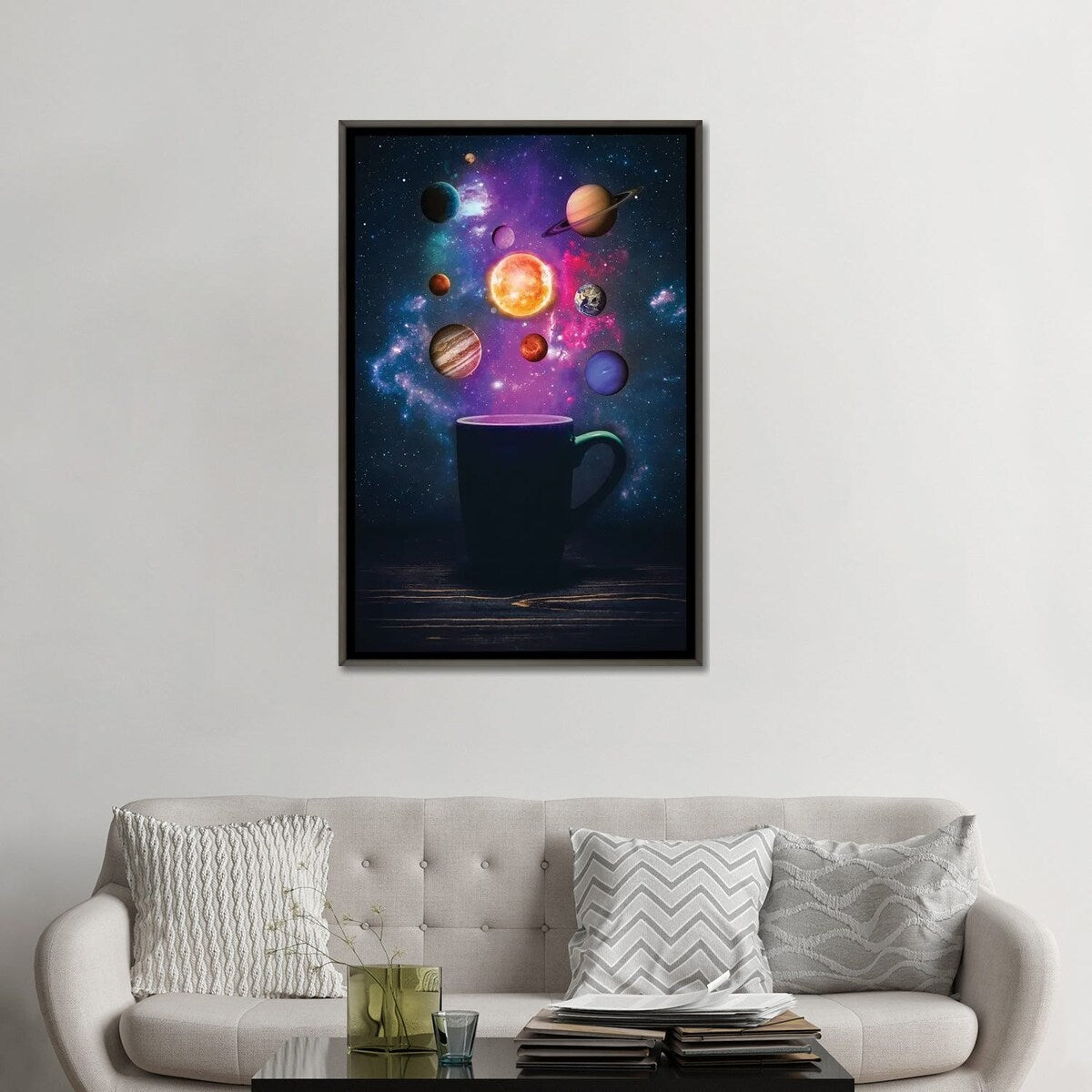 iCanvas "Galaxy System Cup Coffee" by GEN Z Framed