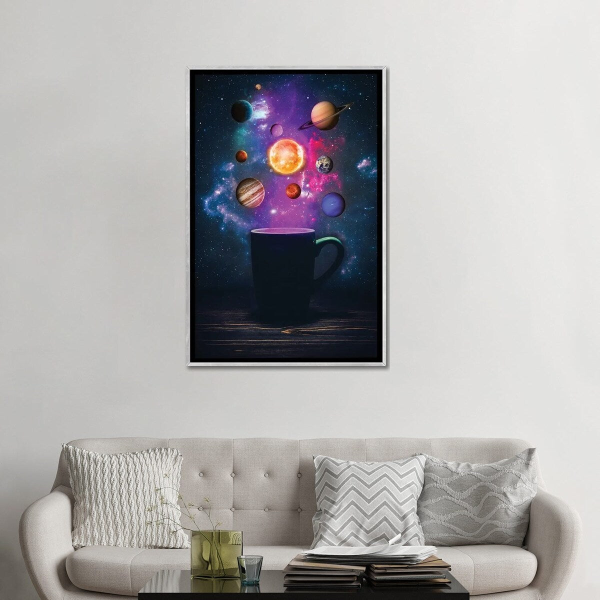 iCanvas "Galaxy System Cup Coffee" by GEN Z Framed