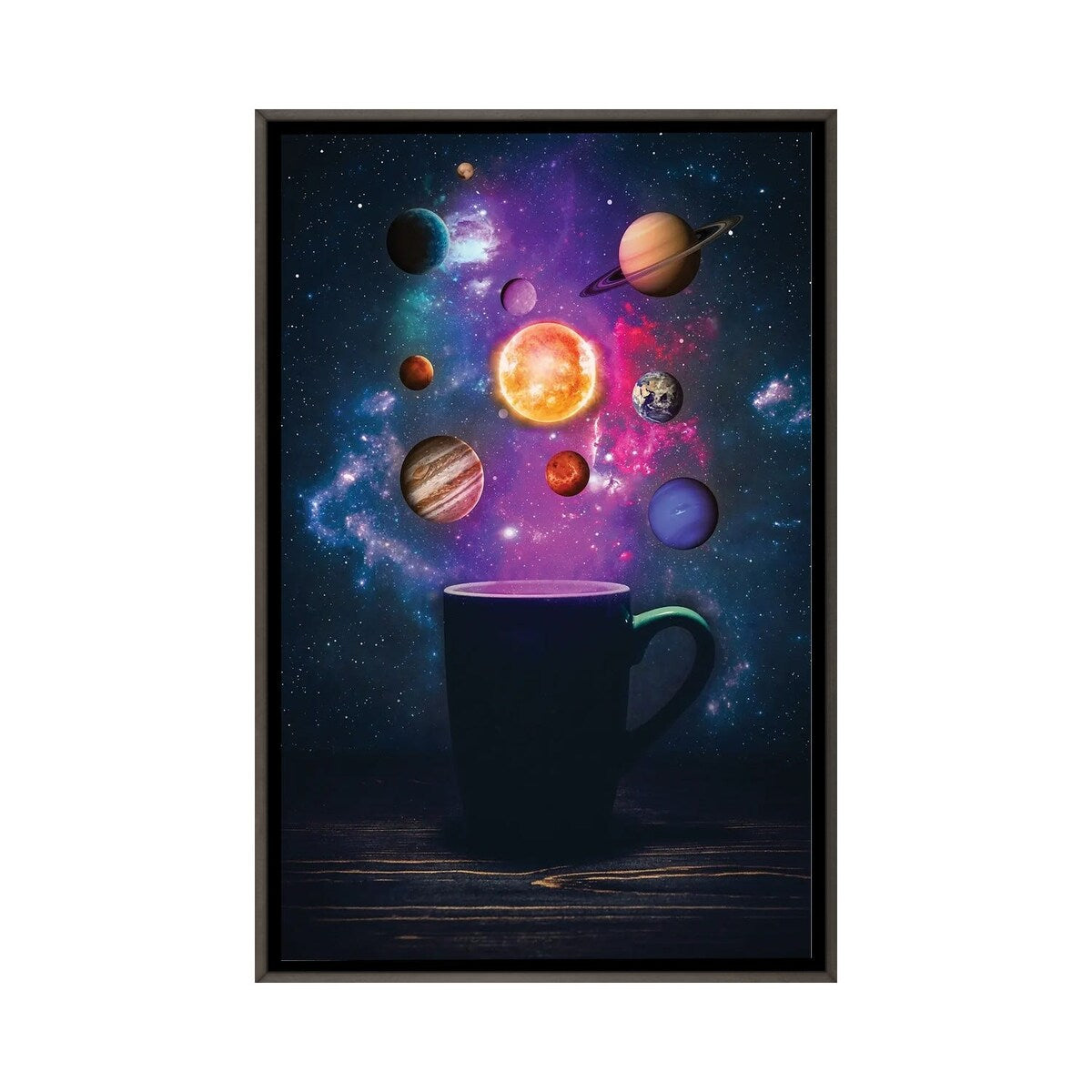 iCanvas "Galaxy System Cup Coffee" by GEN Z Framed