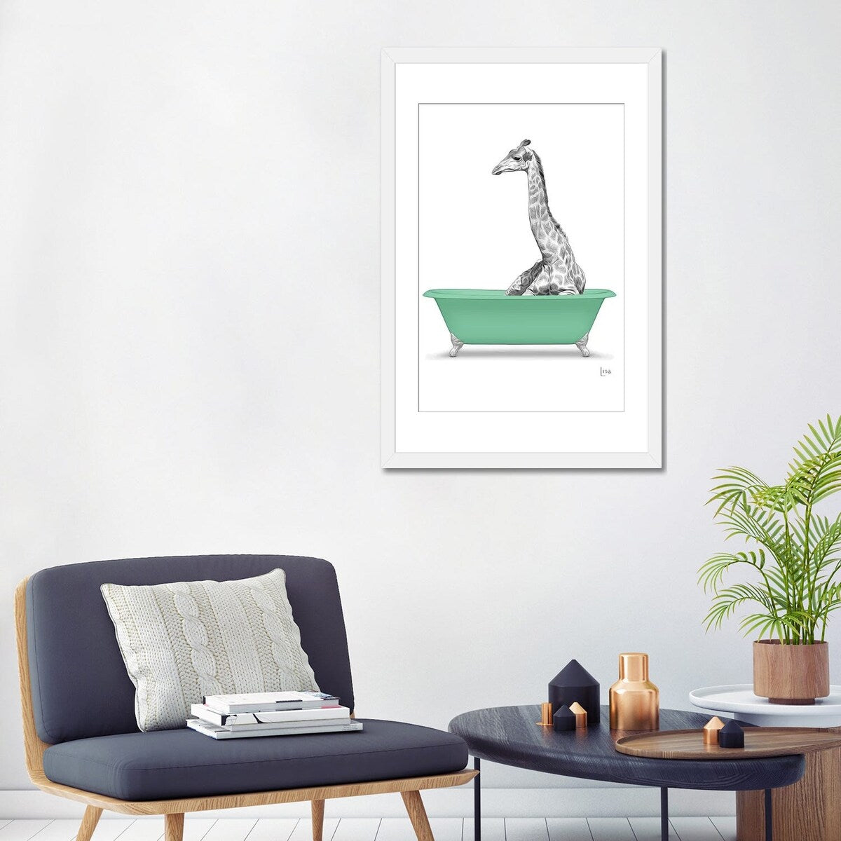 iCanvas "Giraffe In Green Bathtub" by Printable Lisa's Pets