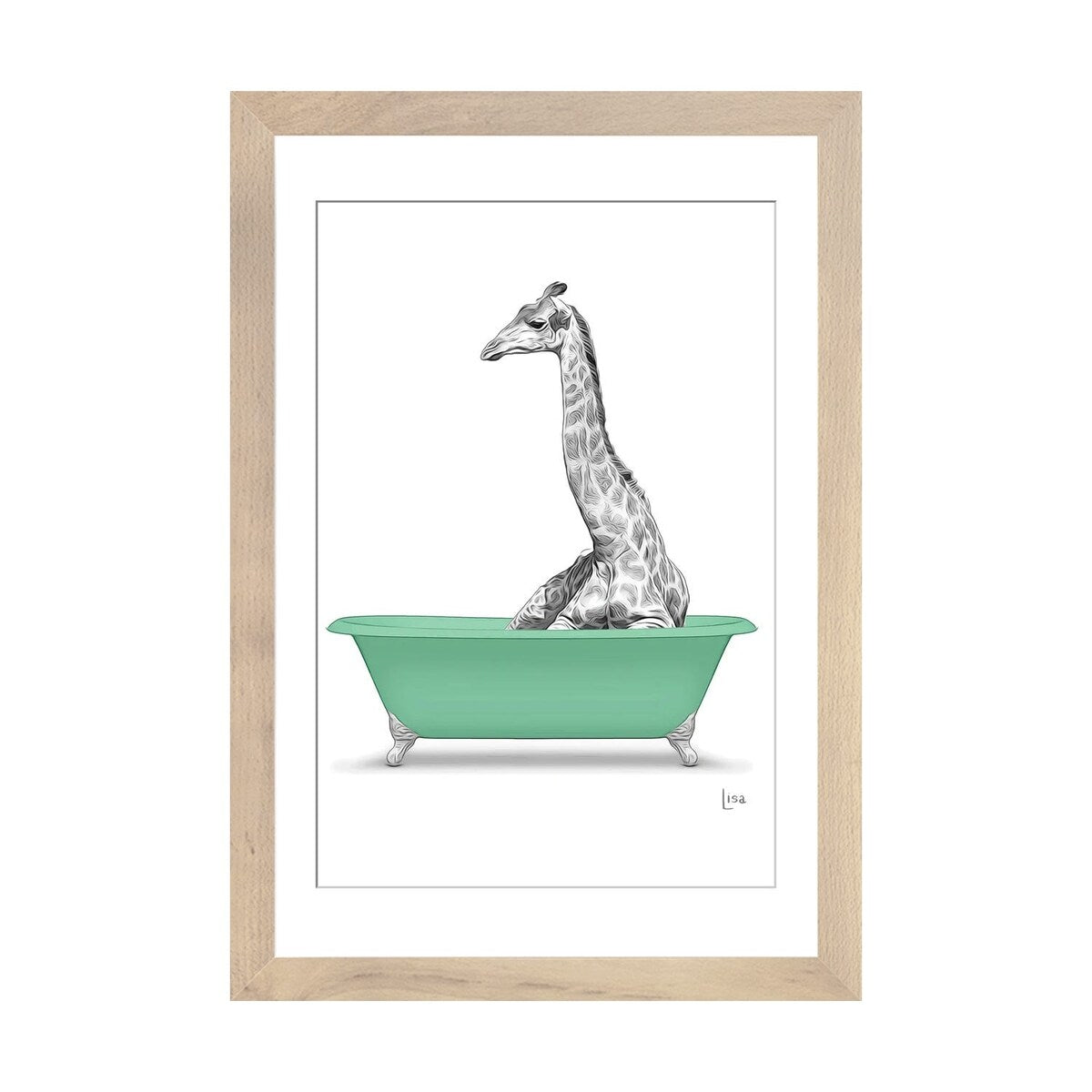 iCanvas "Giraffe In Green Bathtub" by Printable Lisa's Pets