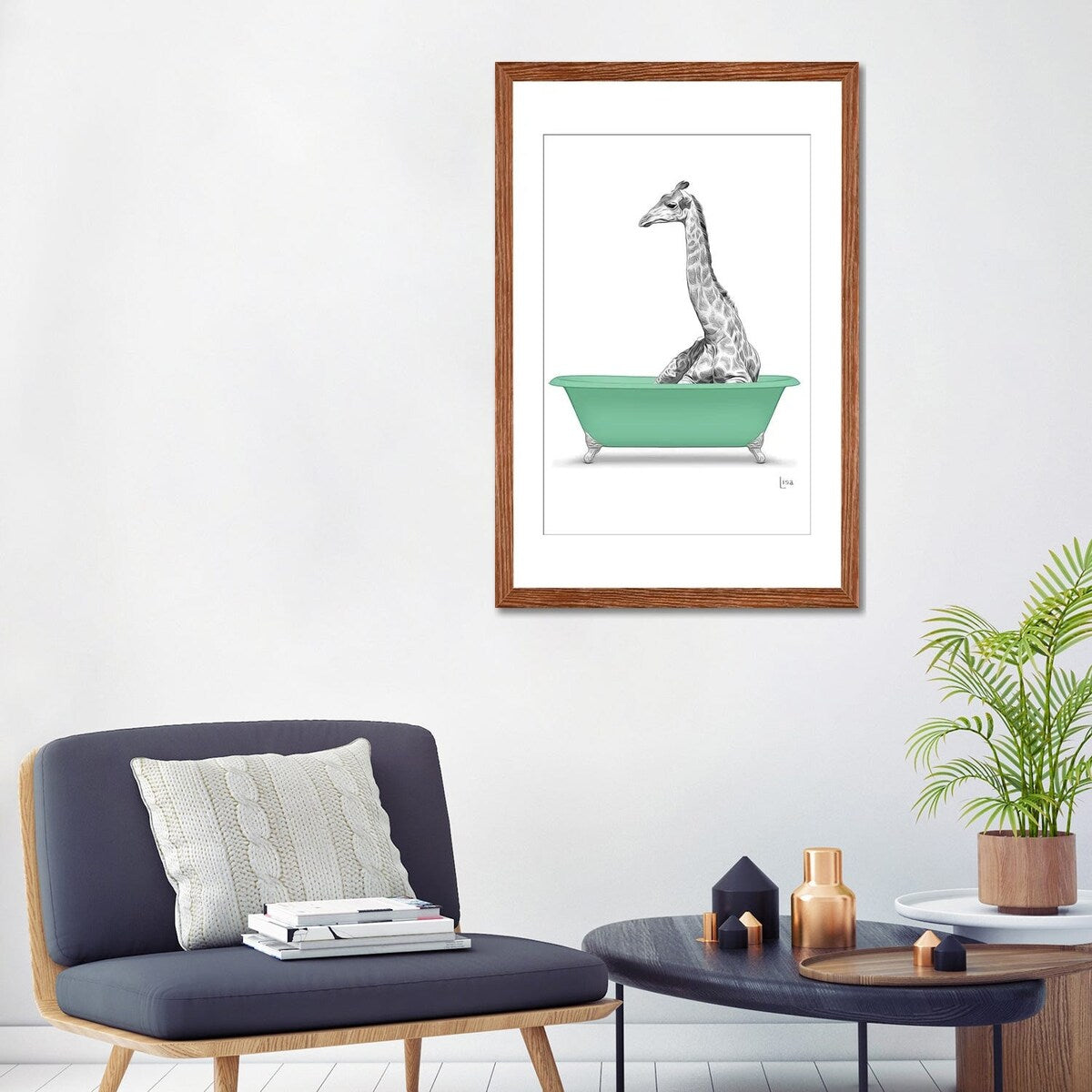 iCanvas "Giraffe In Green Bathtub" by Printable Lisa's Pets