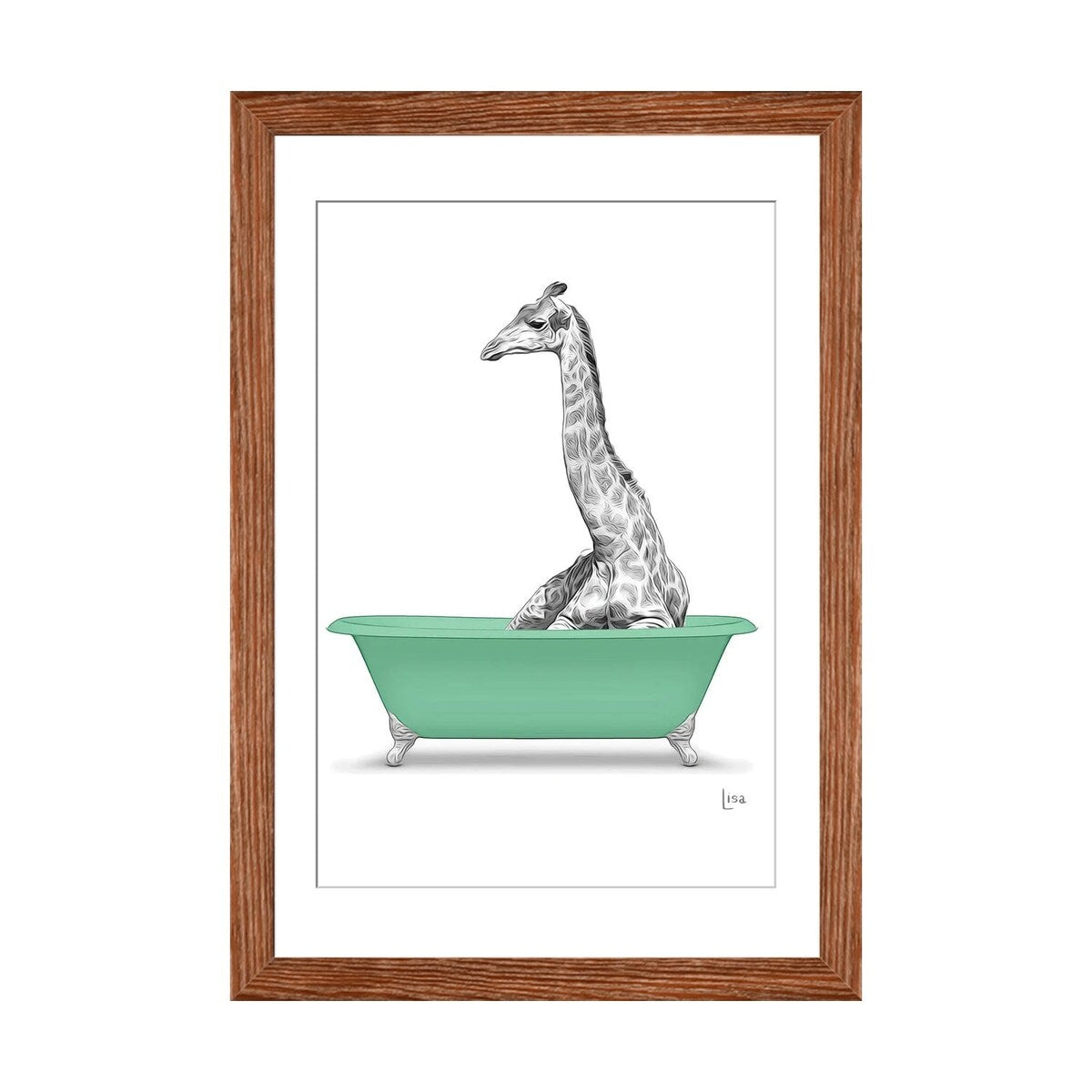 iCanvas "Giraffe In Green Bathtub" by Printable Lisa's Pets