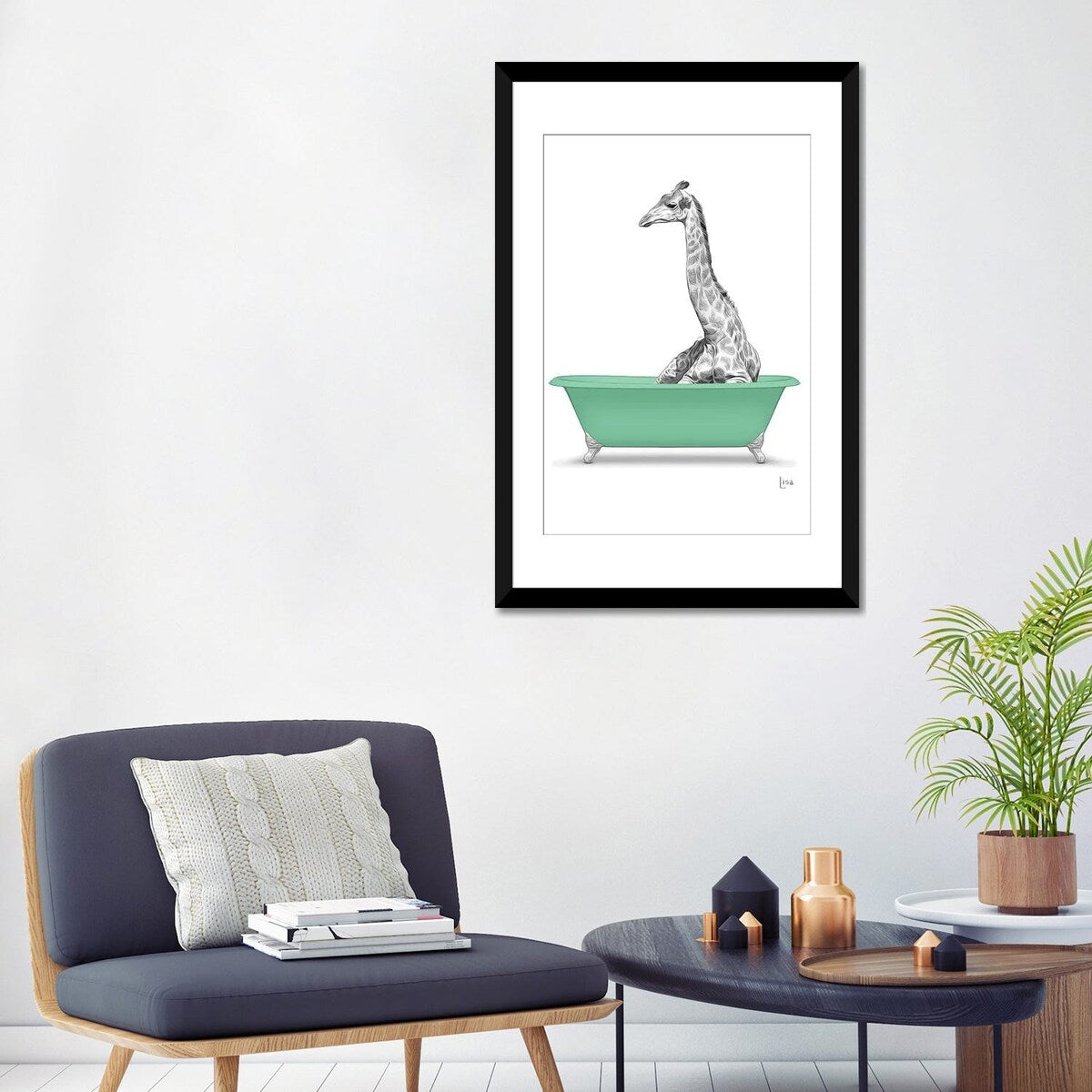 iCanvas "Giraffe In Green Bathtub" by Printable Lisa's Pets
