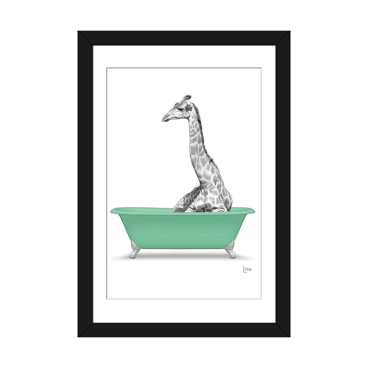 iCanvas "Giraffe In Green Bathtub" by Printable Lisa's Pets