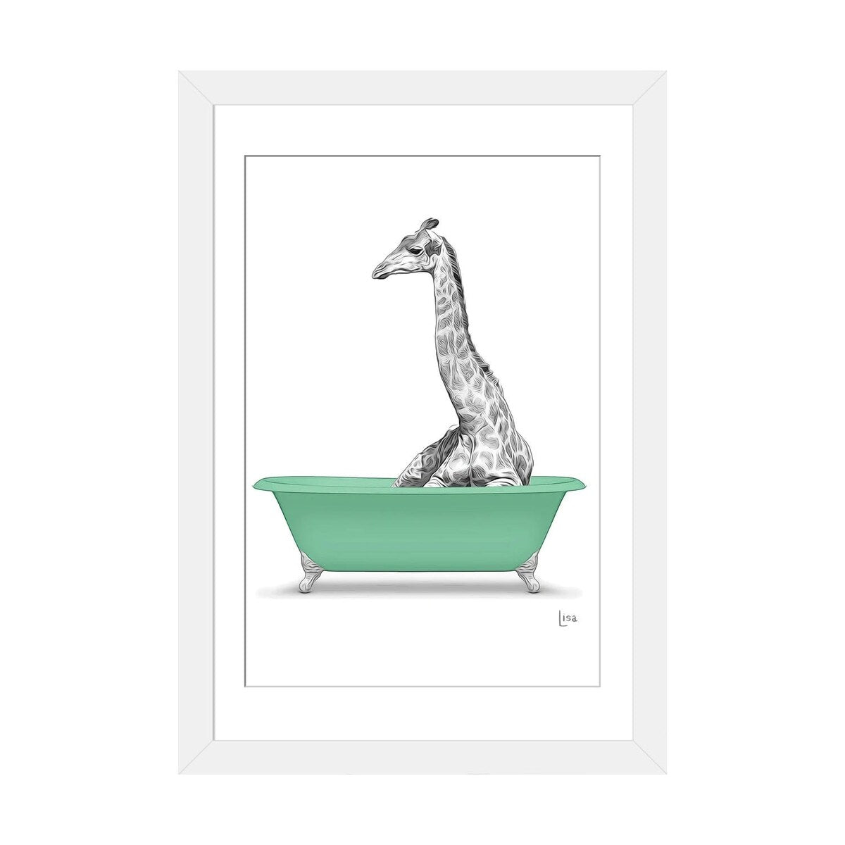 iCanvas "Giraffe In Green Bathtub" by Printable Lisa's Pets