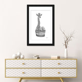 iCanvas "Giraffe In The Tub Bw" by Printable Lisa's Pets