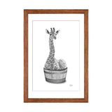 iCanvas "Giraffe In The Tub Bw" by Printable Lisa's Pets