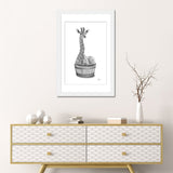 iCanvas "Giraffe In The Tub Bw" by Printable Lisa's Pets