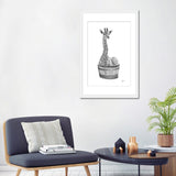 iCanvas "Giraffe In The Tub Bw" by Printable Lisa's Pets
