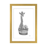 iCanvas "Giraffe In The Tub Bw" by Printable Lisa's Pets