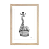 iCanvas "Giraffe In The Tub Bw" by Printable Lisa's Pets