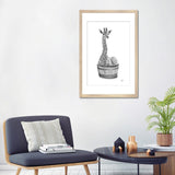 iCanvas "Giraffe In The Tub Bw" by Printable Lisa's Pets