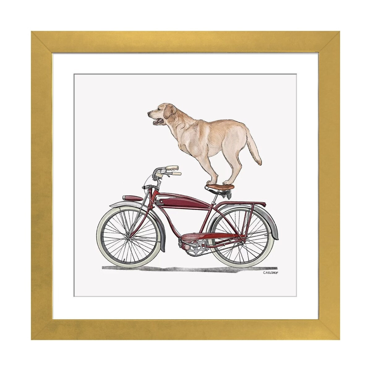 iCanvas "Golden Lab On Bicycle" by Carolynn Elshof