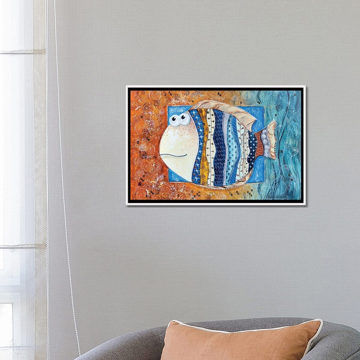iCanvas "Good Luck Fish" by Natalia Grinchenko Framed Canvas Print