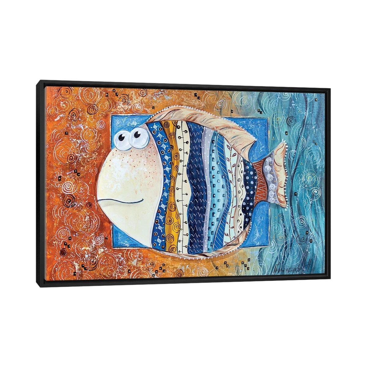 iCanvas "Good Luck Fish" by Natalia Grinchenko Framed Canvas Print