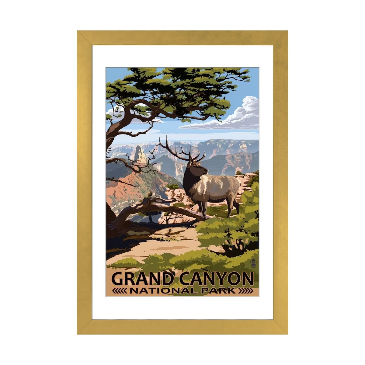 iCanvas "Grand Canyon National Park (Elk At The South Rim)" by Lantern Press