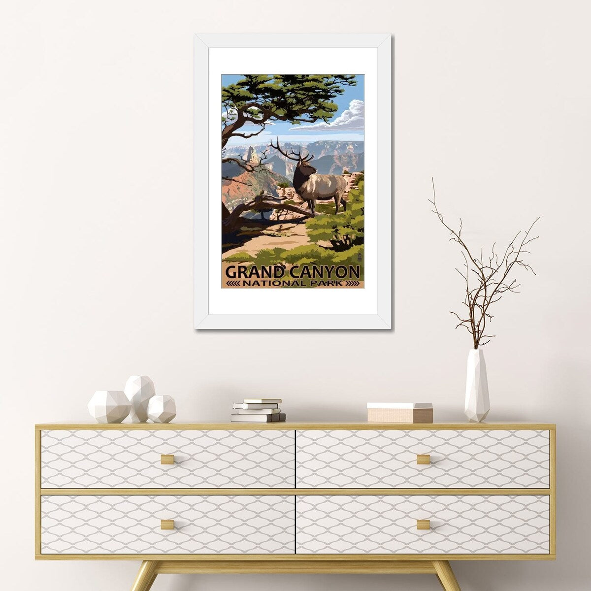 iCanvas "Grand Canyon National Park (Elk At The South Rim)" by Lantern Press