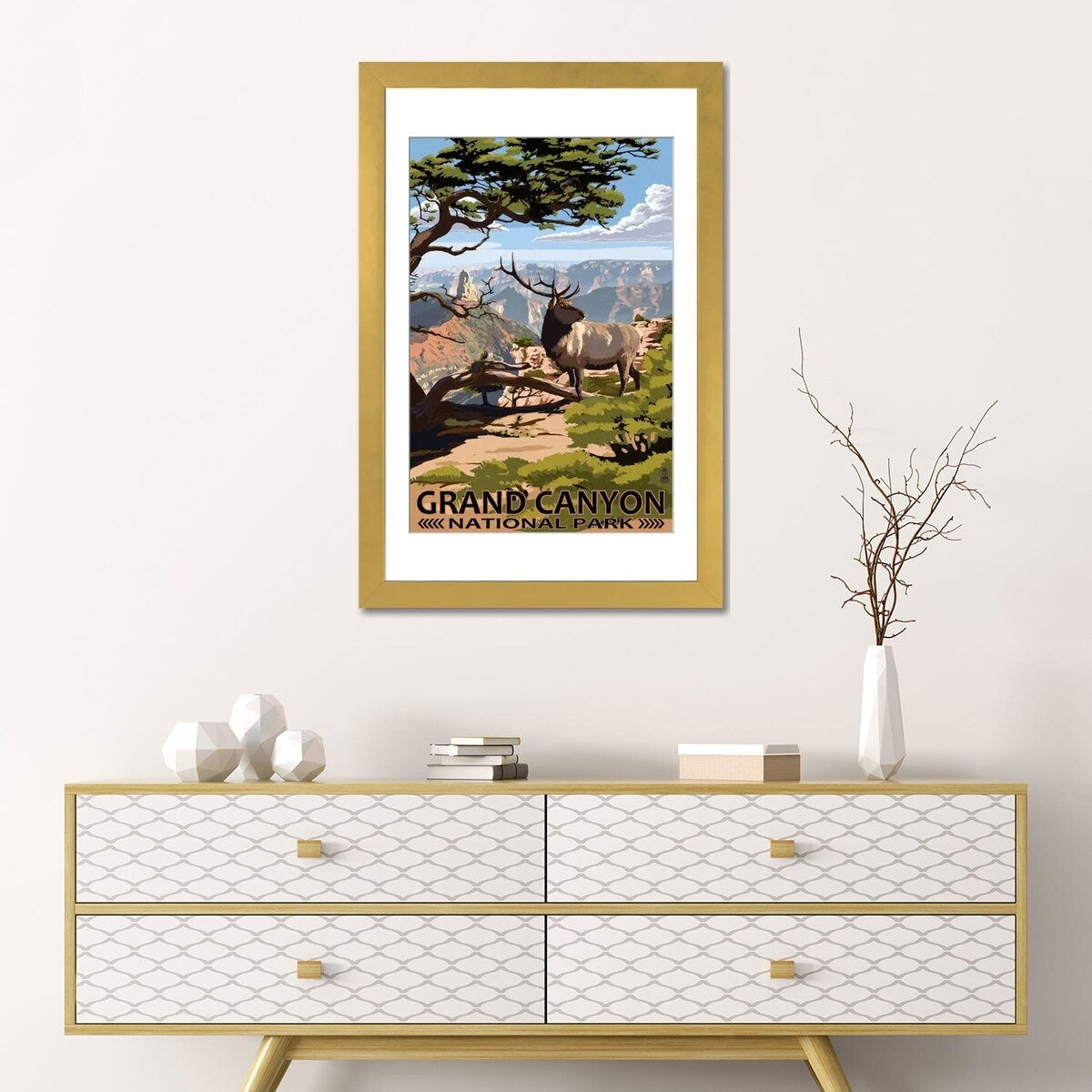 iCanvas "Grand Canyon National Park (Elk At The South Rim)" by Lantern Press