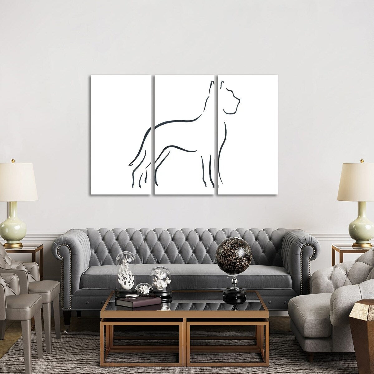 iCanvas "Great Dane" by Lesley Bishop 3-Piece Canvas Wall Art Set