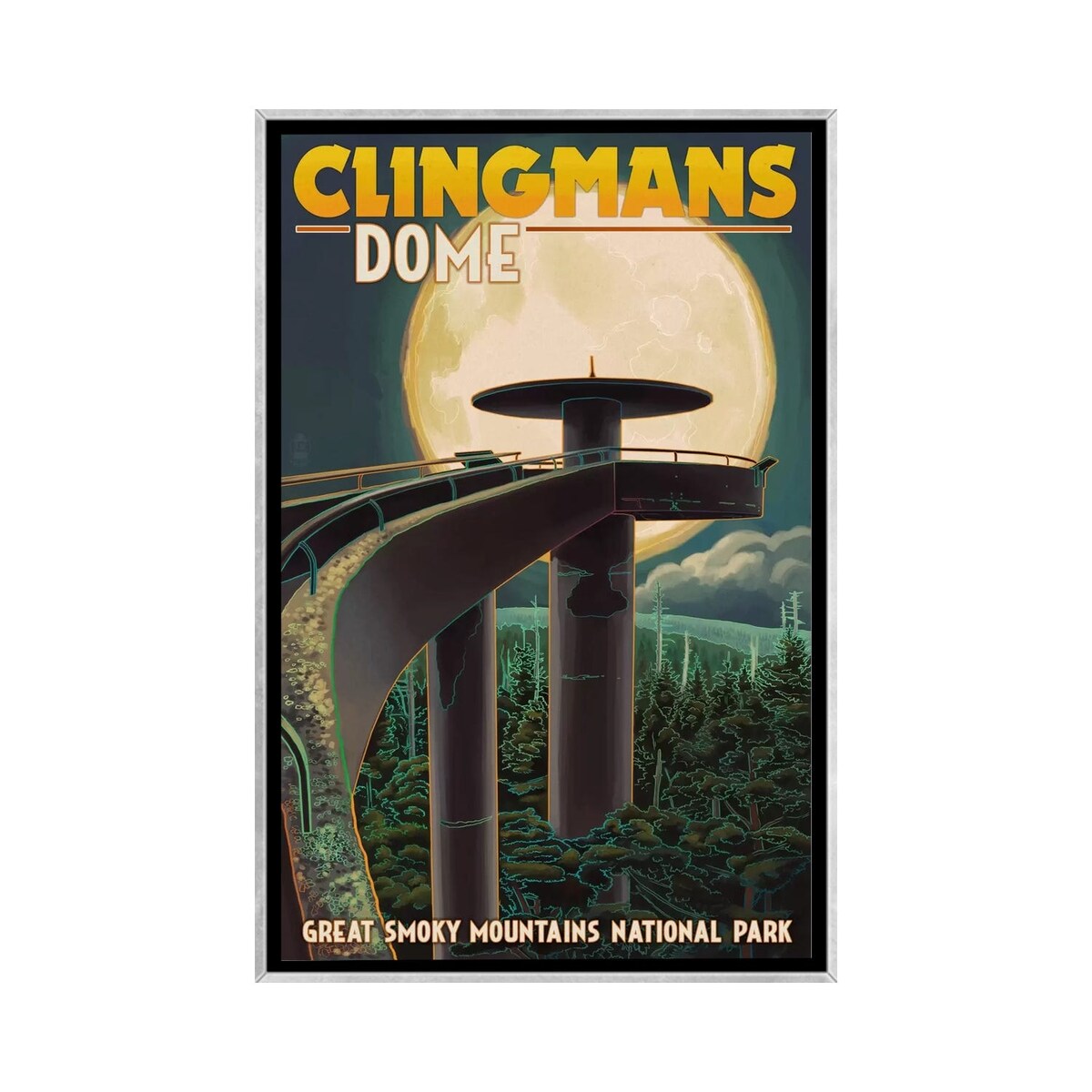 iCanvas "Great Smoky Mountains National Park (Clingmans Dome Observation Tower II)" by Lantern Press Framed