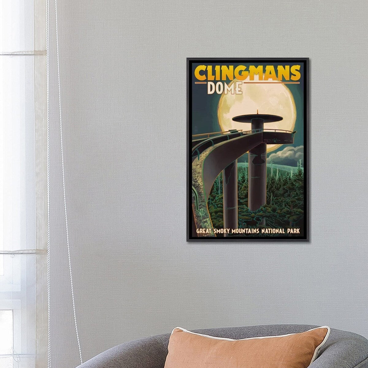 iCanvas "Great Smoky Mountains National Park (Clingmans Dome Observation Tower II)" by Lantern Press Framed
