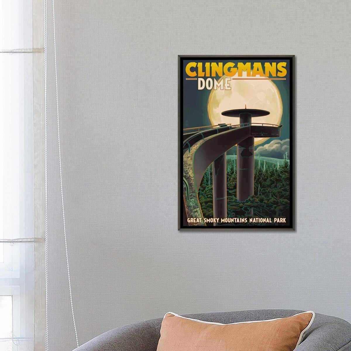 iCanvas "Great Smoky Mountains National Park (Clingmans Dome Observation Tower II)" by Lantern Press Framed