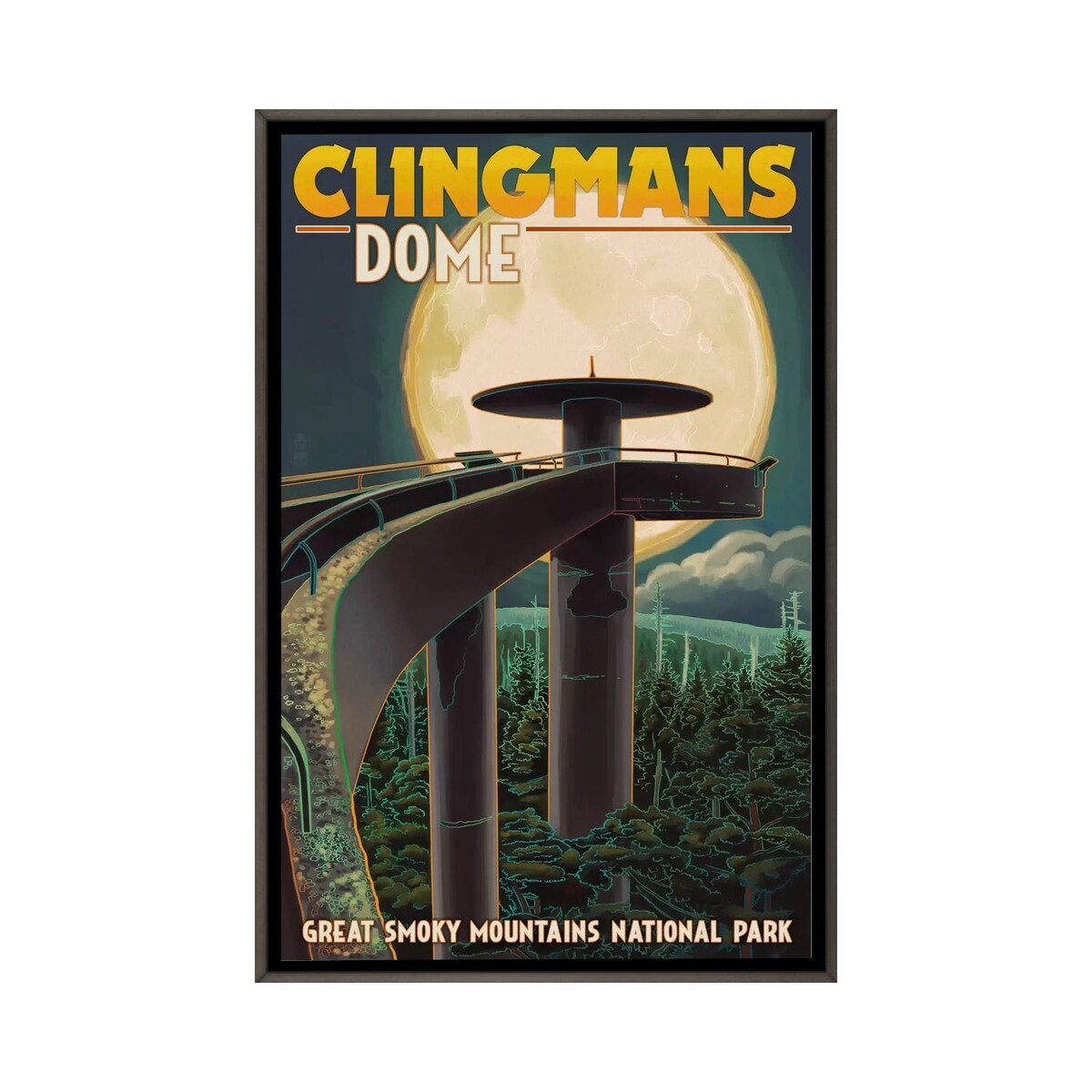 iCanvas "Great Smoky Mountains National Park (Clingmans Dome Observation Tower II)" by Lantern Press Framed