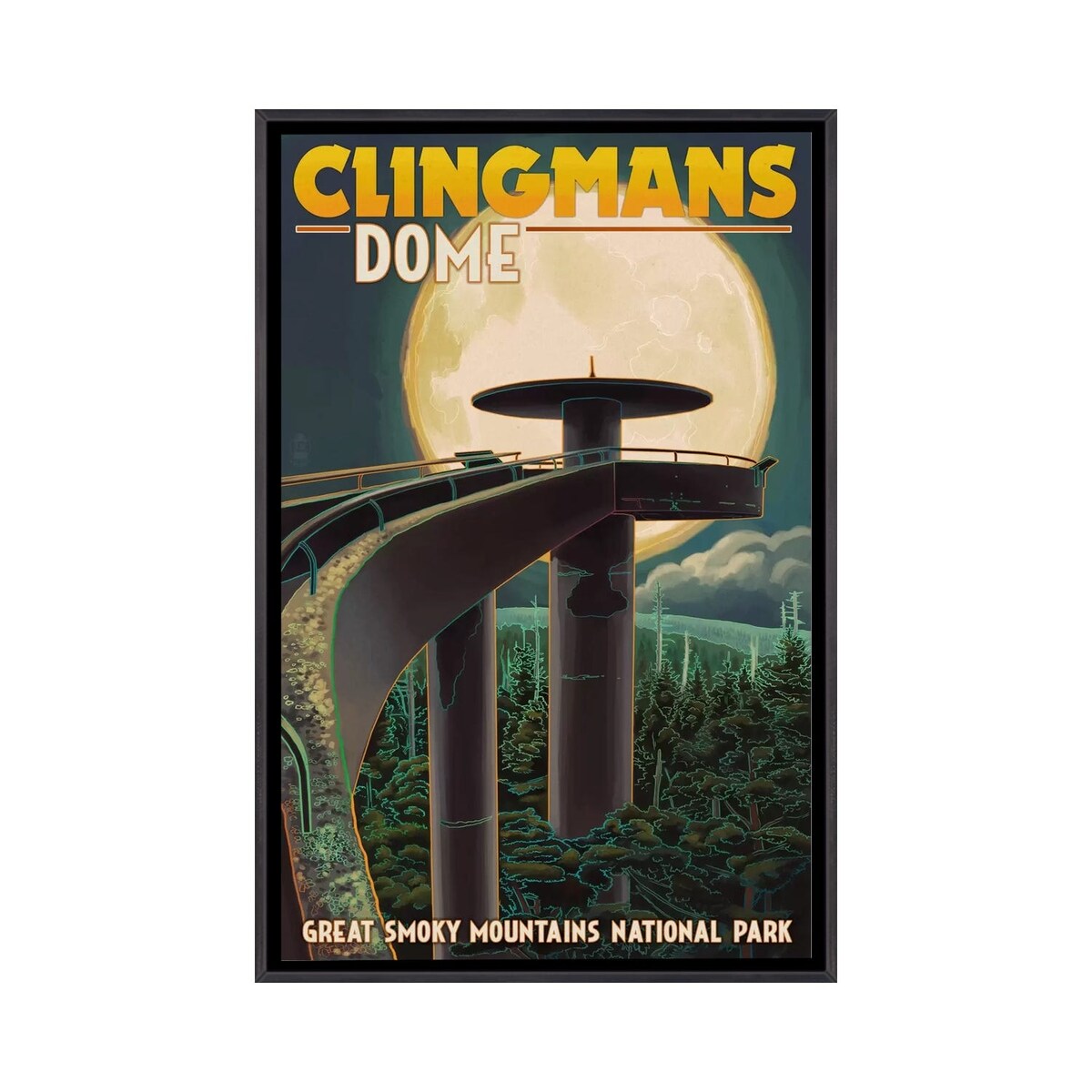 iCanvas "Great Smoky Mountains National Park (Clingmans Dome Observation Tower II)" by Lantern Press Framed