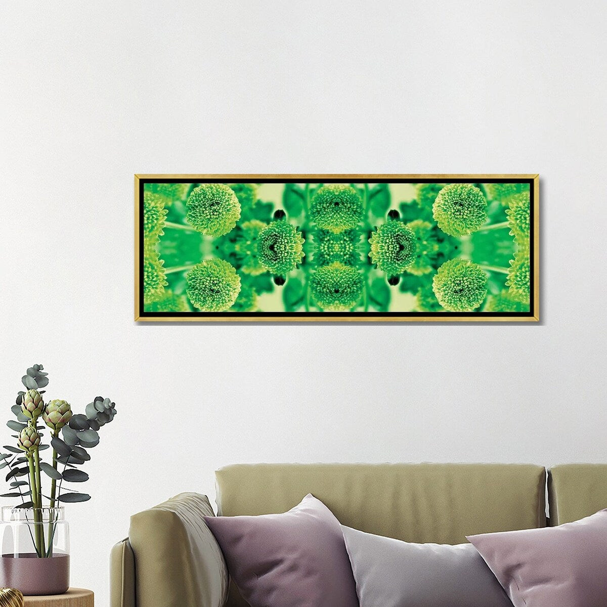 iCanvas "Green Flowers Kaleidoscope Effect" by Tom Quartermaine Framed Canvas Print
