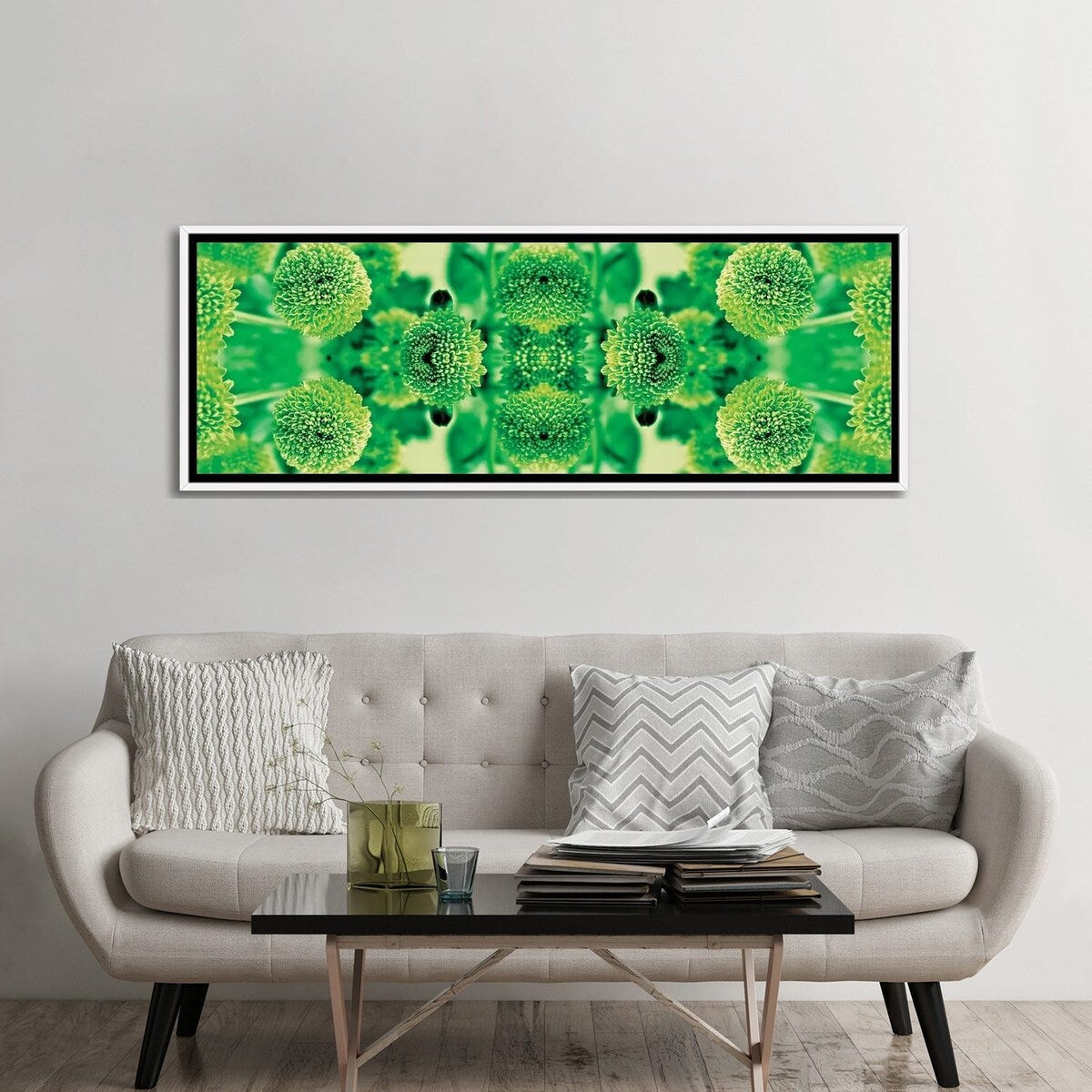 iCanvas "Green Flowers Kaleidoscope Effect" by Tom Quartermaine Framed Canvas Print