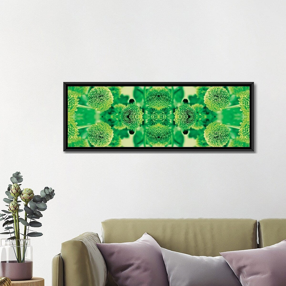 iCanvas "Green Flowers Kaleidoscope Effect" by Tom Quartermaine Framed Canvas Print