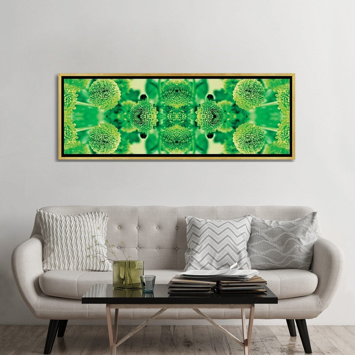 iCanvas "Green Flowers Kaleidoscope Effect" by Tom Quartermaine Framed Canvas Print