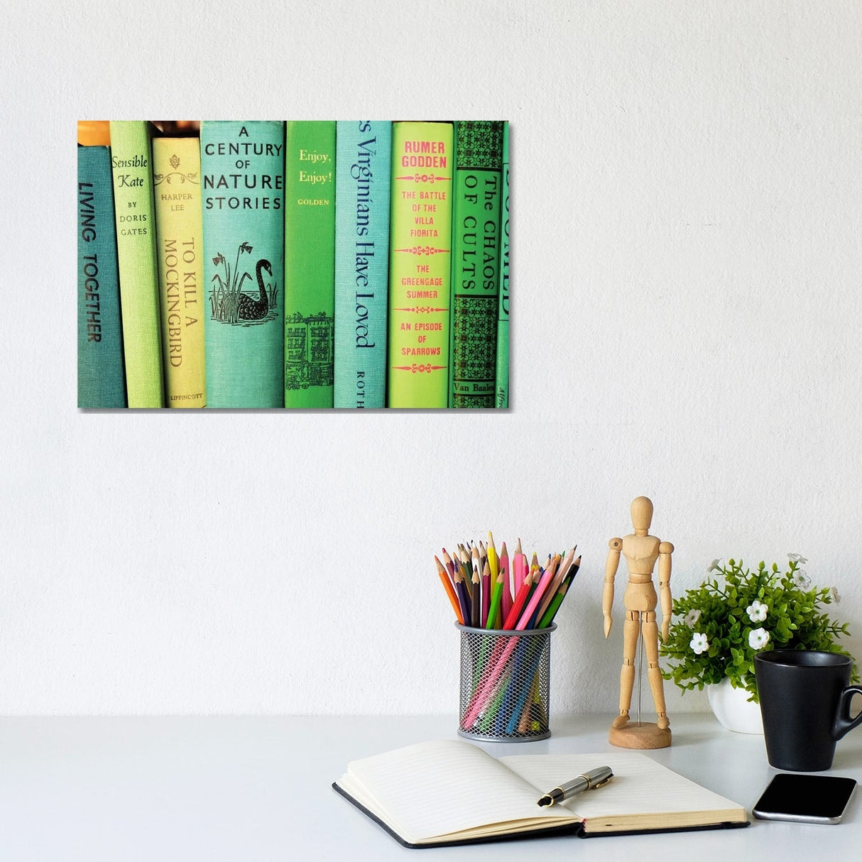 iCanvas "Green Vintage Spines" by Andrea Tarwater Canvas Print