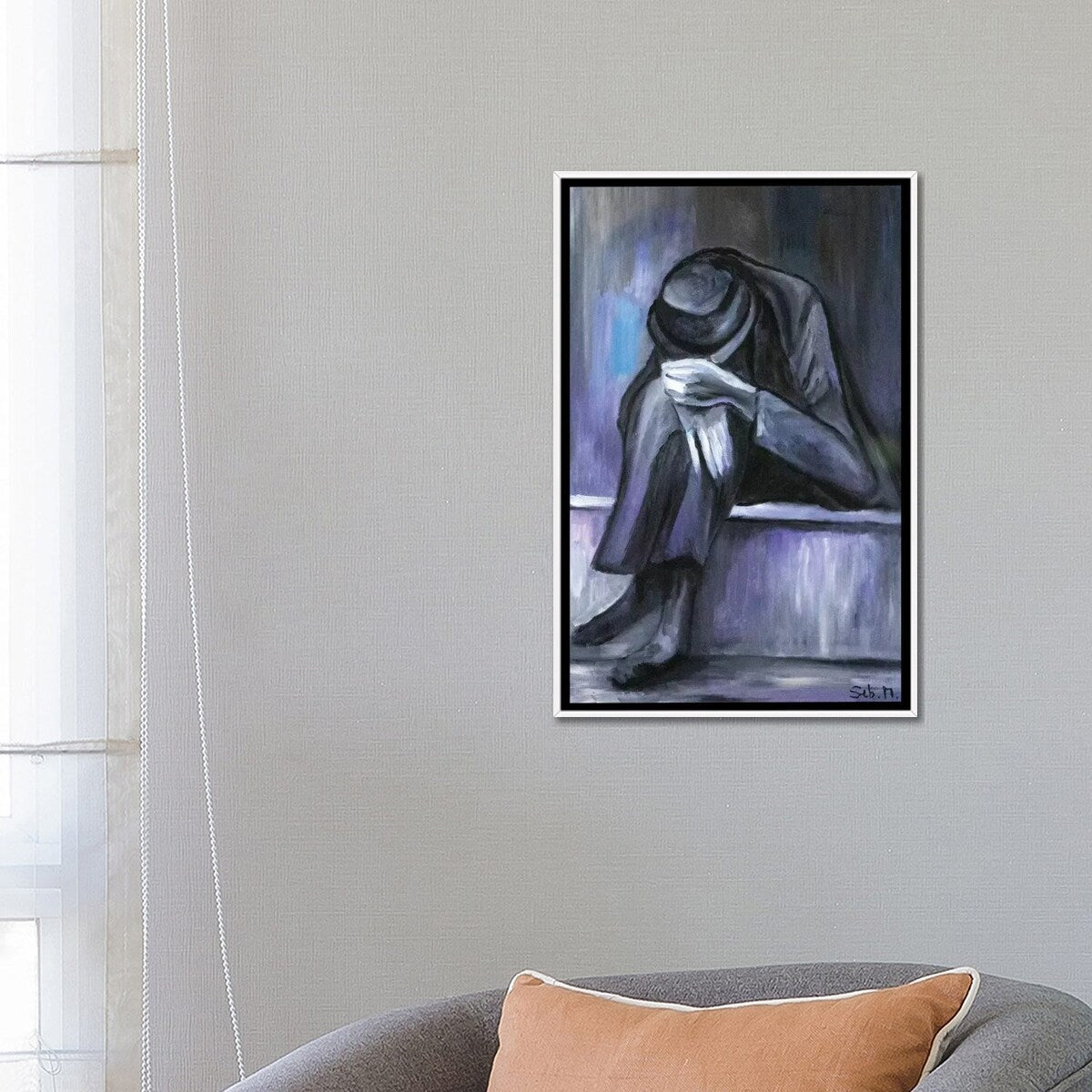 iCanvas "Grey Man" by Sebastien Montel Framed