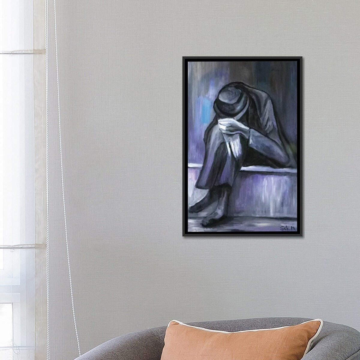 iCanvas "Grey Man" by Sebastien Montel Framed