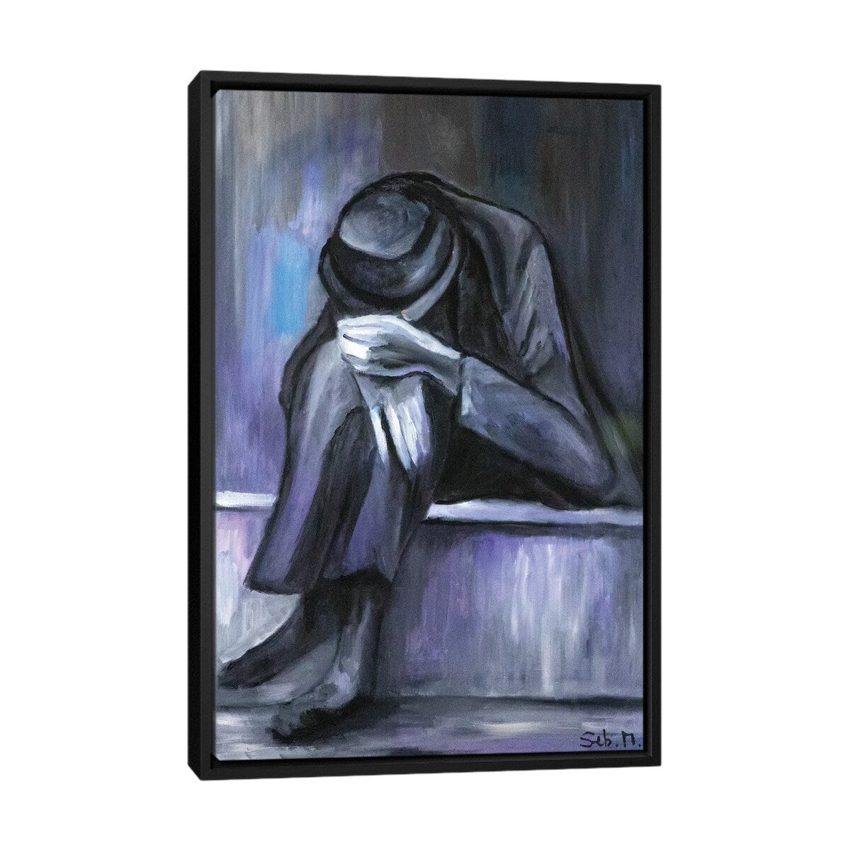 iCanvas "Grey Man" by Sebastien Montel Framed