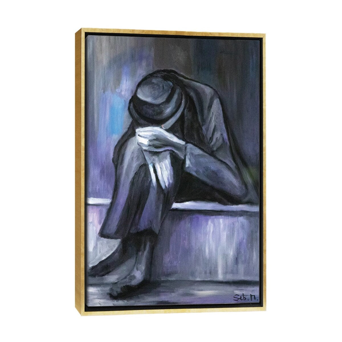 iCanvas "Grey Man" by Sebastien Montel Framed