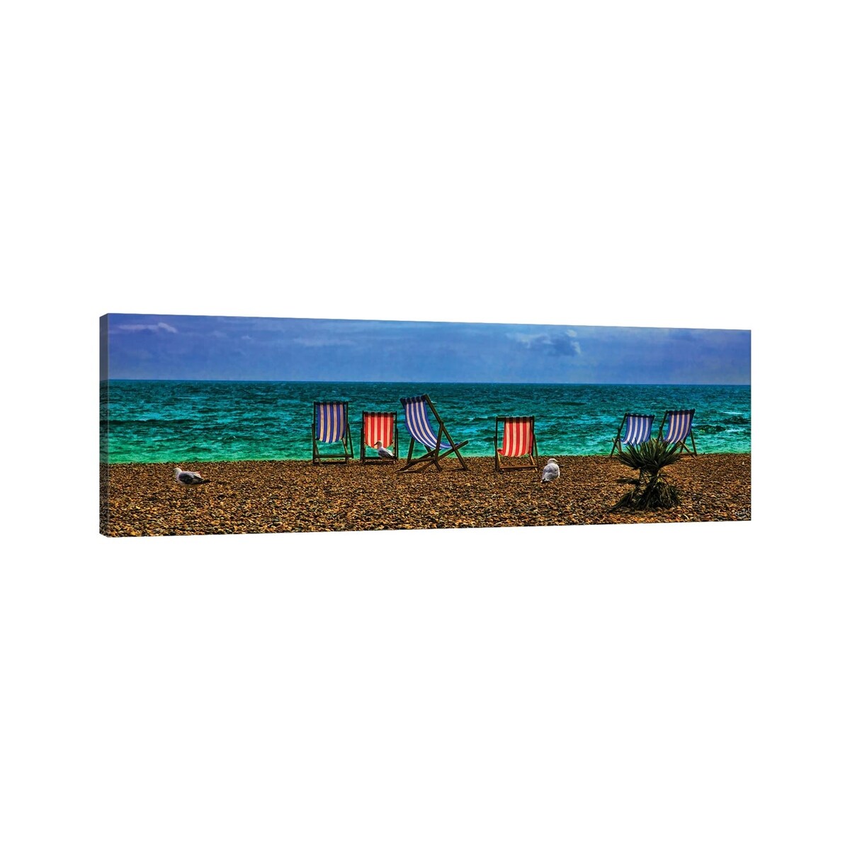 iCanvas "Gulls and Deck Chairs" by Chris Lord Canvas Print