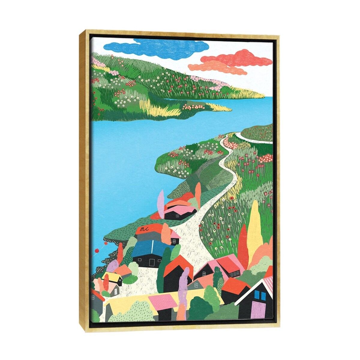 iCanvas "Happy Town" by Marina Ester Castaldo Framed Canvas Print