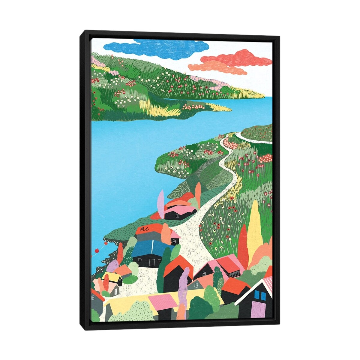 iCanvas "Happy Town" by Marina Ester Castaldo Framed Canvas Print