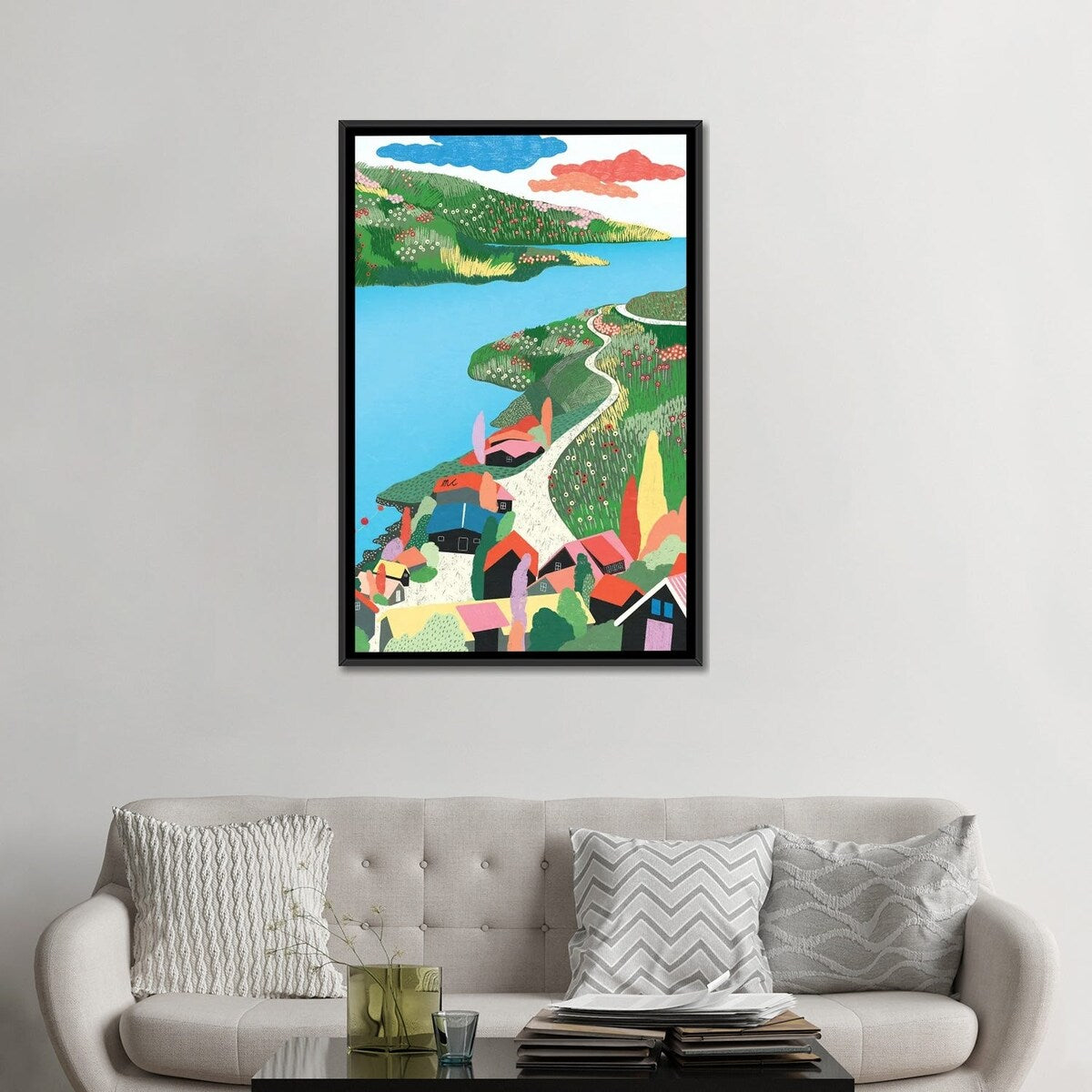 iCanvas "Happy Town" by Marina Ester Castaldo Framed Canvas Print